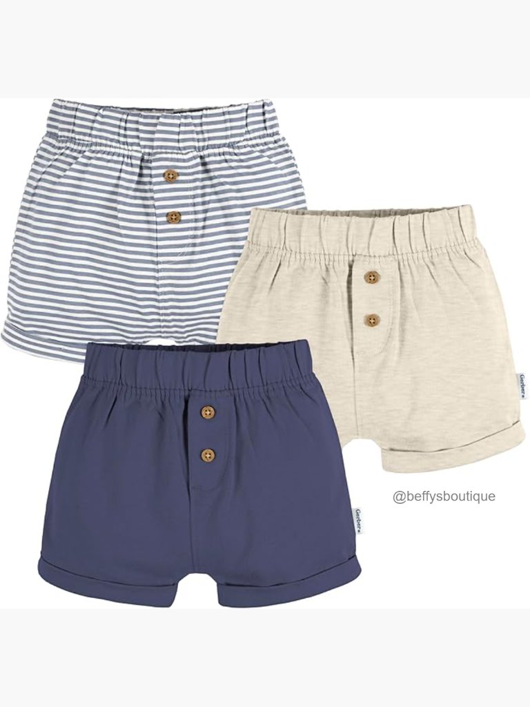 3-Pack Baby Knit Shorts With Elastic Waist